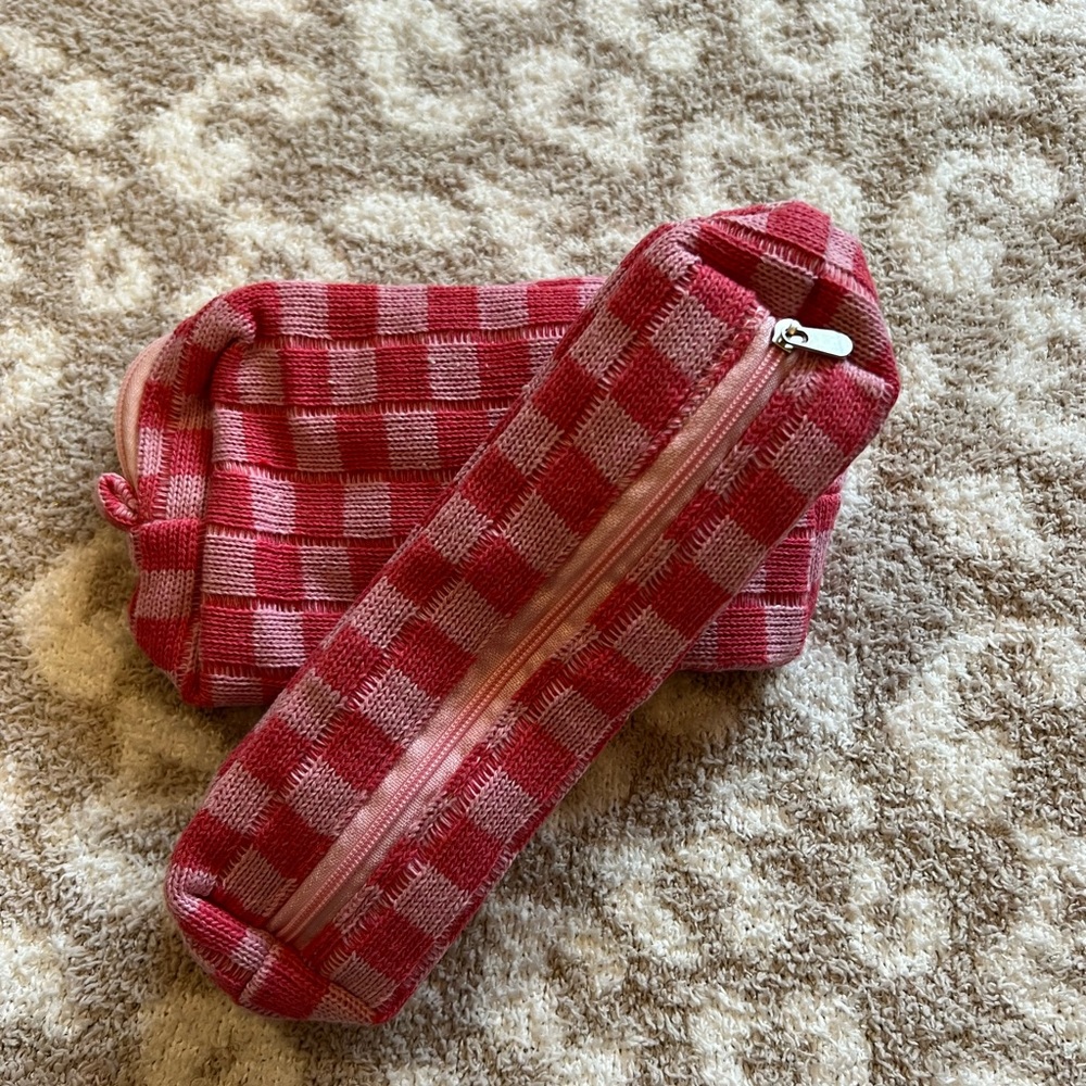 Pink pencil and storage bag